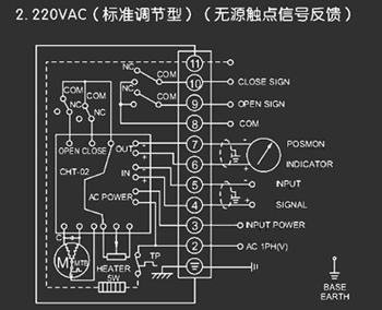 220VAC标准调节型<a href='http://www.ruiqi-valve.com/Product/diefa/diandongdiefa/' target='_blank'>电动<a href='http://www.ruiqi-valve.com/Product/diefa/' target='_blank'>蝶阀</a></a>接线图（