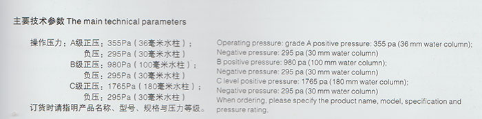GFQ呼吸阀主要参数 GFQ呼吸阀主要参数